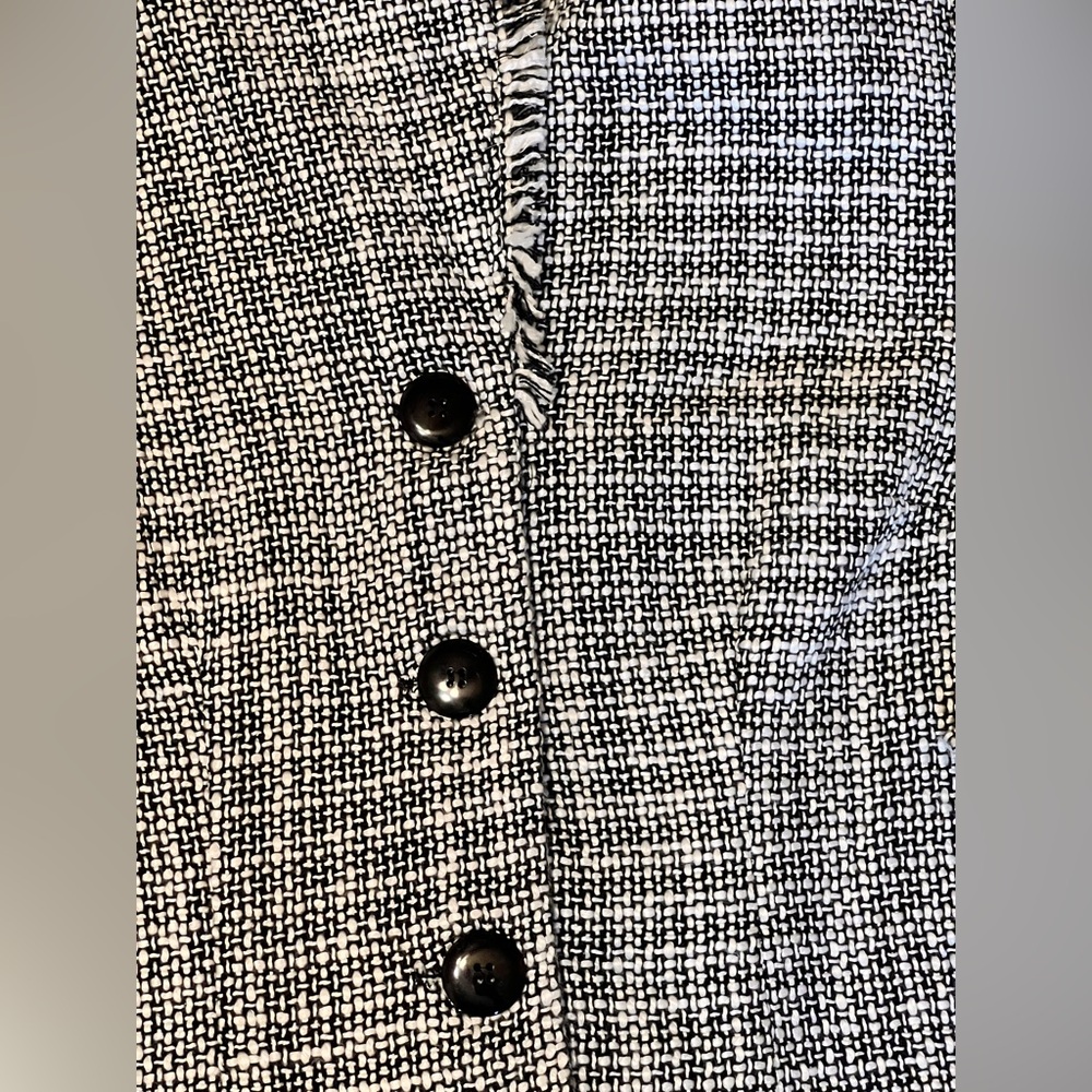 Ashley Stewart Boucle Tweed Fringe Collar Blazer Black/White Sz. 16W NWT - Picture 9 of 9